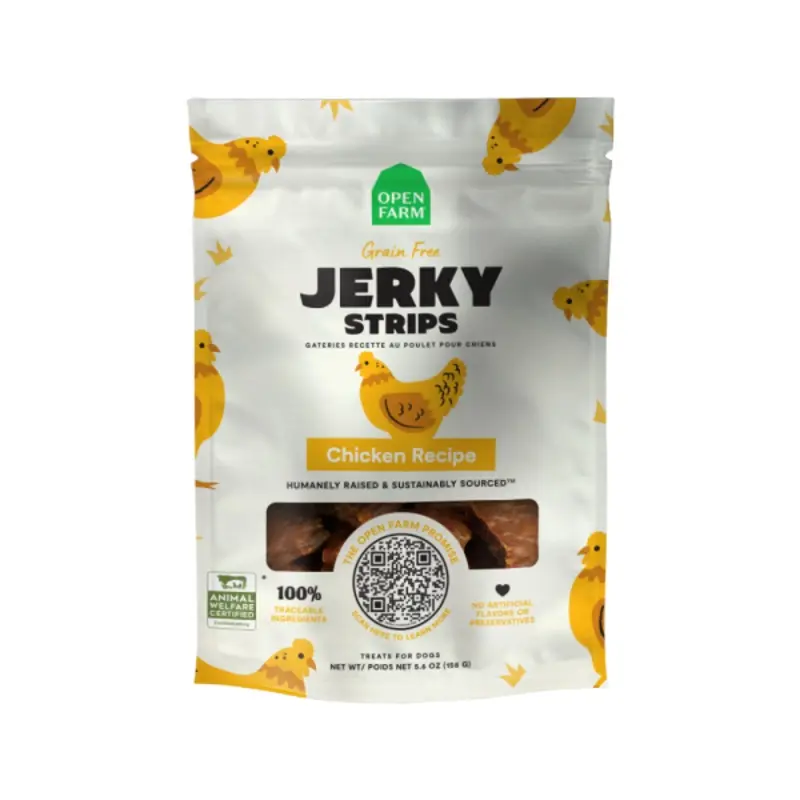 Open Farm Dog Treats Grain Free Jerky Strips Chicken 5.6 oz