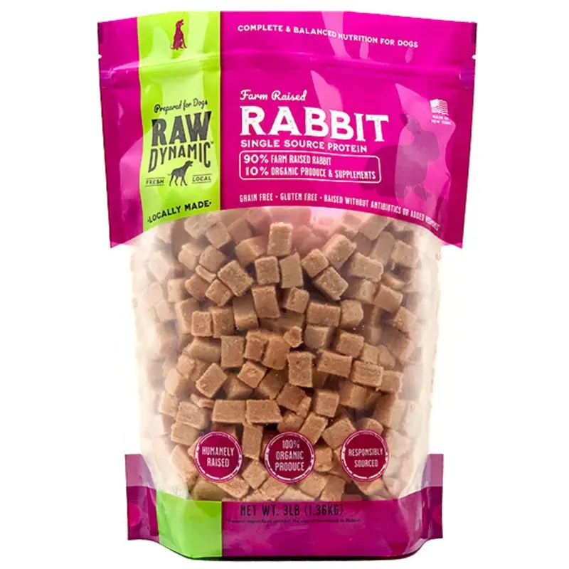 Raw Dynamic Frozen Dog Food Cubes Rabbit 6lb