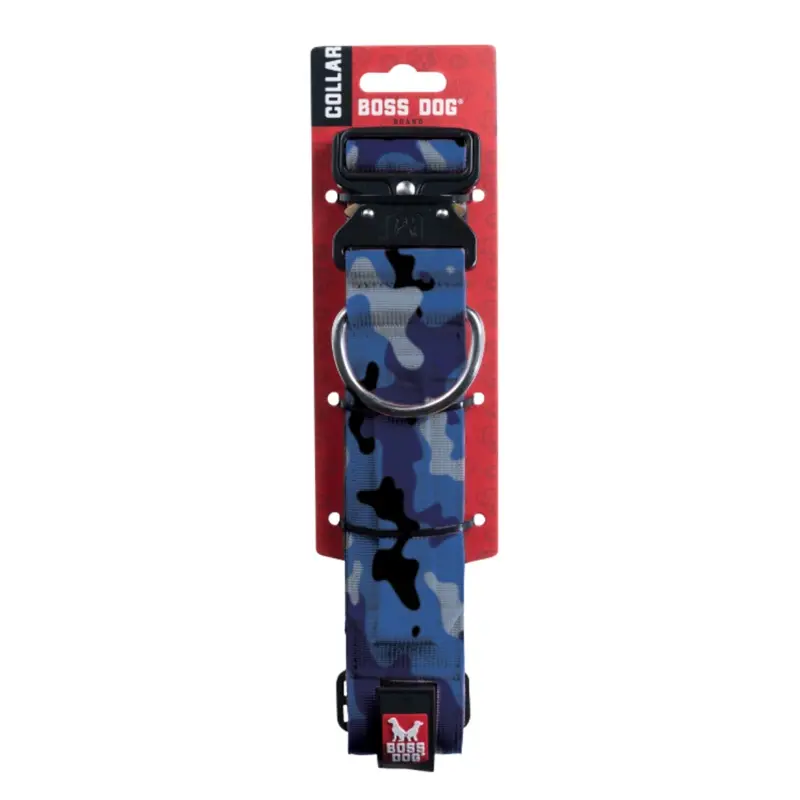 Boss Dog Tactical Dog Collar 20-28 Blue Camo 2in
