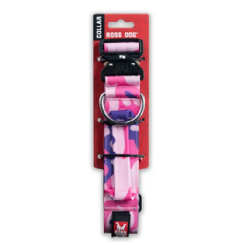 Boss Dog Tactical Collar 15-18in 1.5in Pink Camo