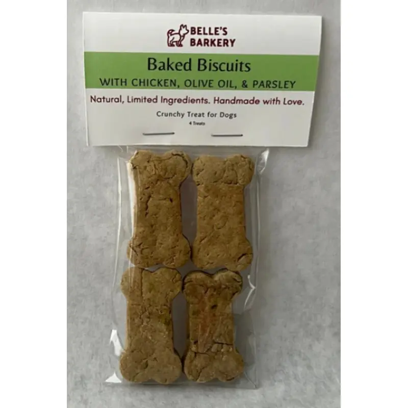 Belle's Barkery Signature Baked Dog Biscuits with Chicken, Olive Oil, & Parsley 4pk