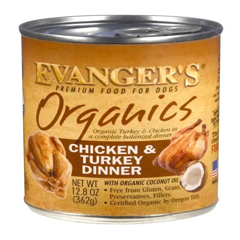 Evangers 12.8 oz Organics Chicken & Turkey Can Dog Food