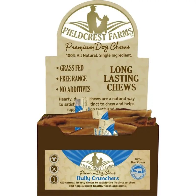 Fieldcrest Farms 12 Inch Bully Cruncher Stick For LARGE Dogs Dog Chew Treats"
