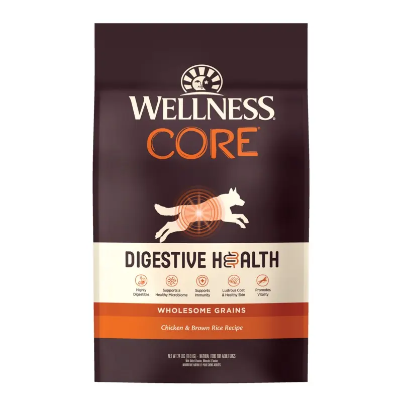 Wellness CORE Digestive Health Chicken & Brown Rice Dry Dog Food, 24lb
