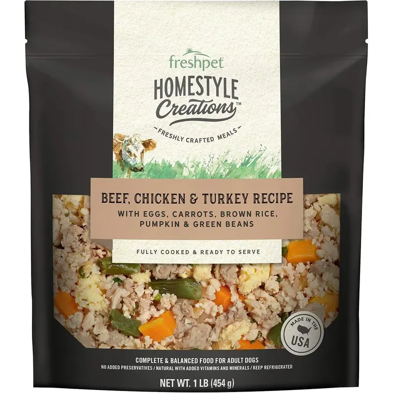 Freshpet Beef, Chicken & Turkey Homestyle Creations Dog Food, 16oz