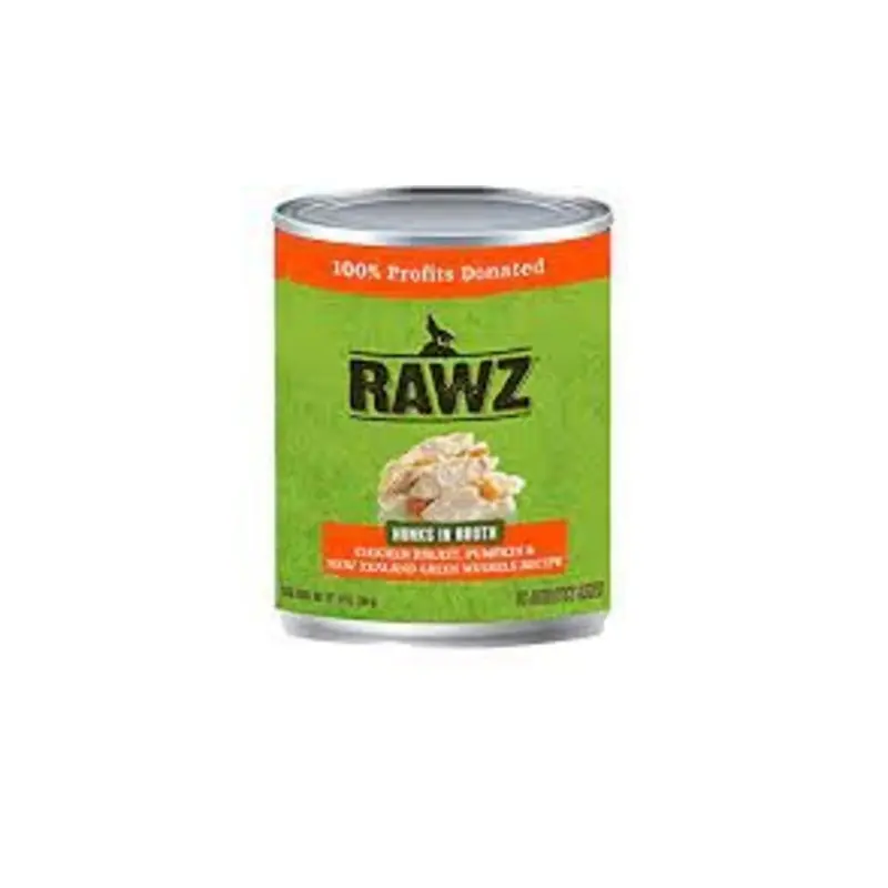 Rawz Hunks in Broth for Dogs -Chicken,New Zeal Green Mussels 14oz