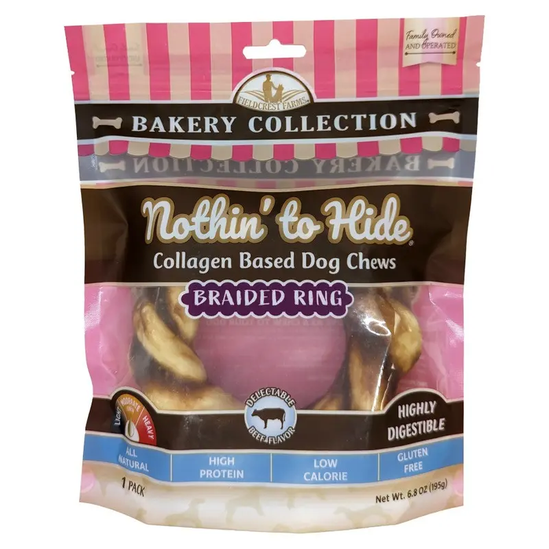 Fieldcrest Farms Nothin' To Hide Bakery Collection Dog Treat Braided Ring, Beef 5in
