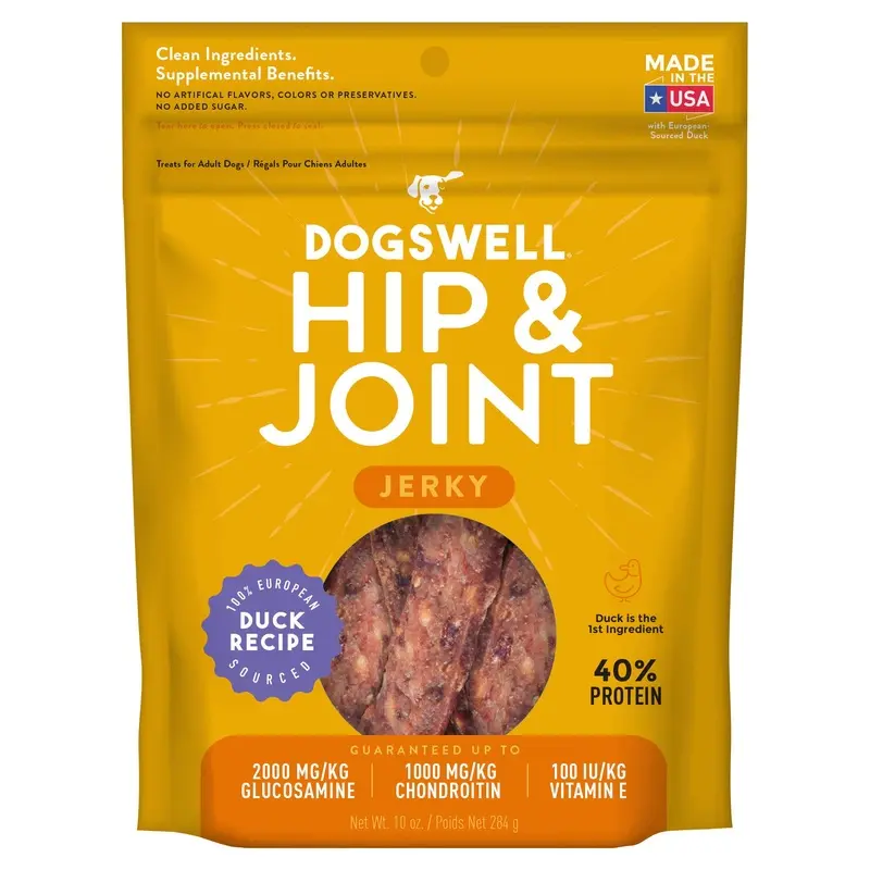 Dogswell Hip & Joint Jerky Dog Treats, Duck, 10 oz. Pouch