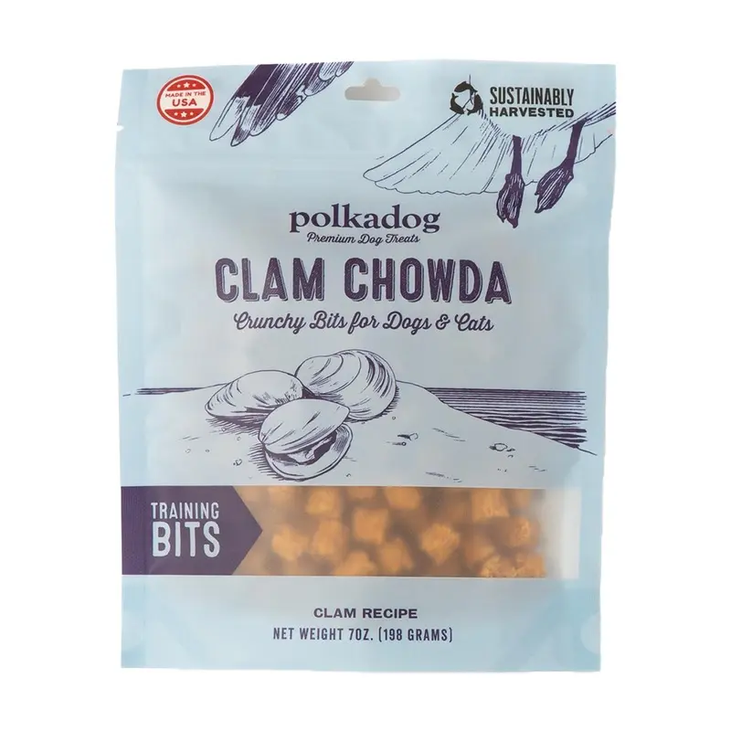 Polkadog Clam Chowda Training Bits Crunchy Dog & Cat Treats, Clam Recipe, 7oz