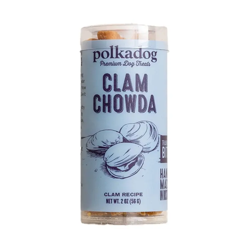 Polkadog Clam Chowda Training Bits Crunchy Dog Treats, Clam Recipe, 2oz Mini Tube