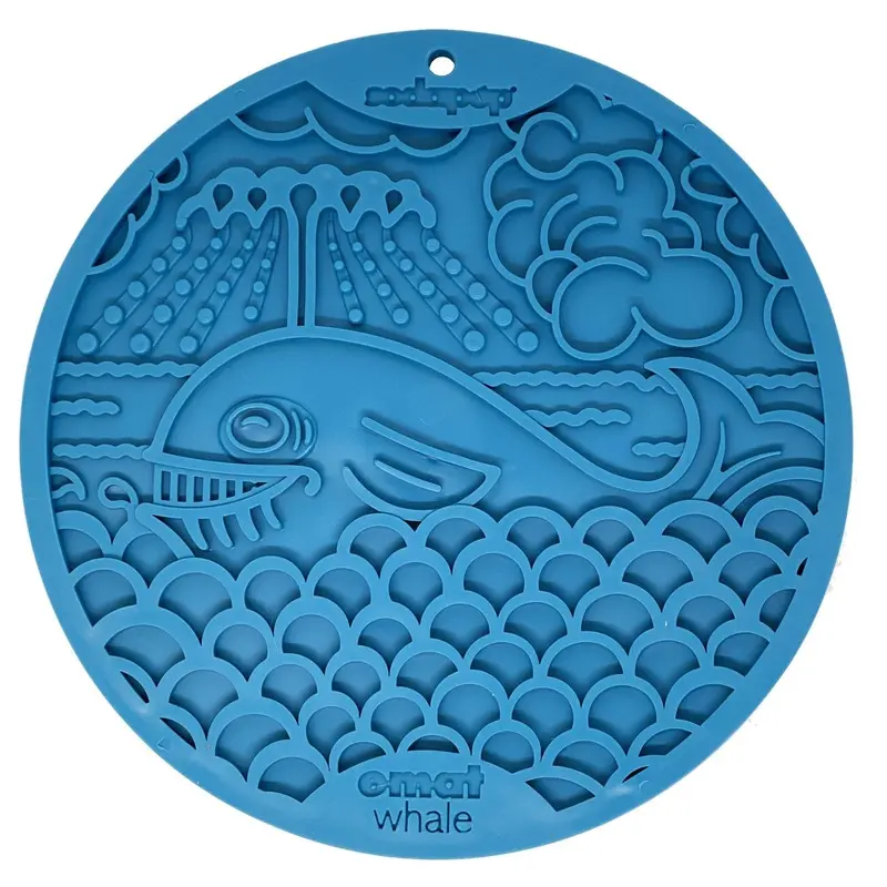 SodaPup eMat Enrichment Lick Mat Whale with Suction Cups Blue 8in