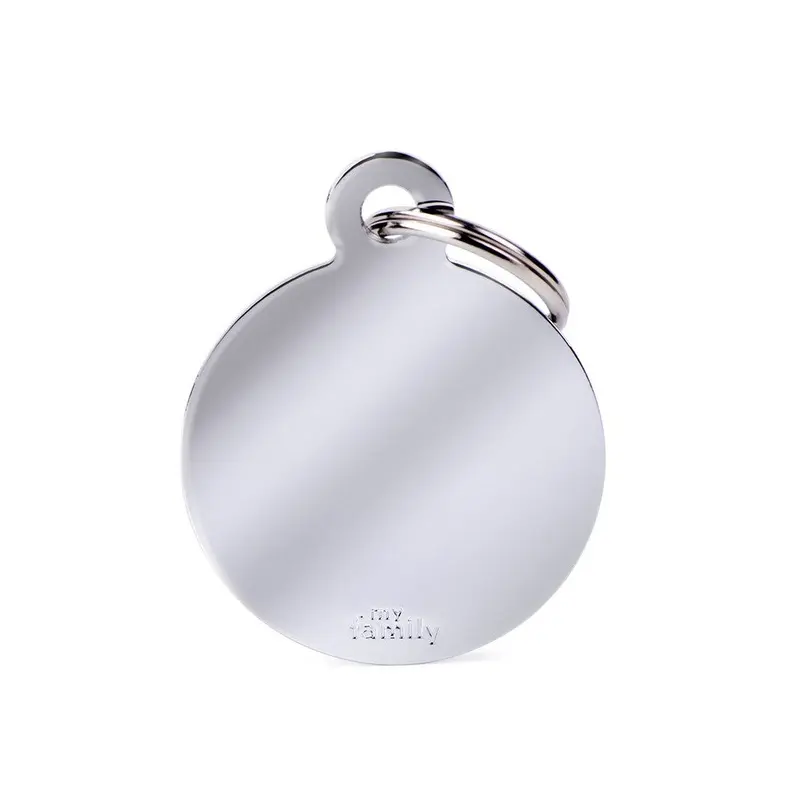 My Family ID Basic Big Circle ID Tag in Chrome-Plated Brass