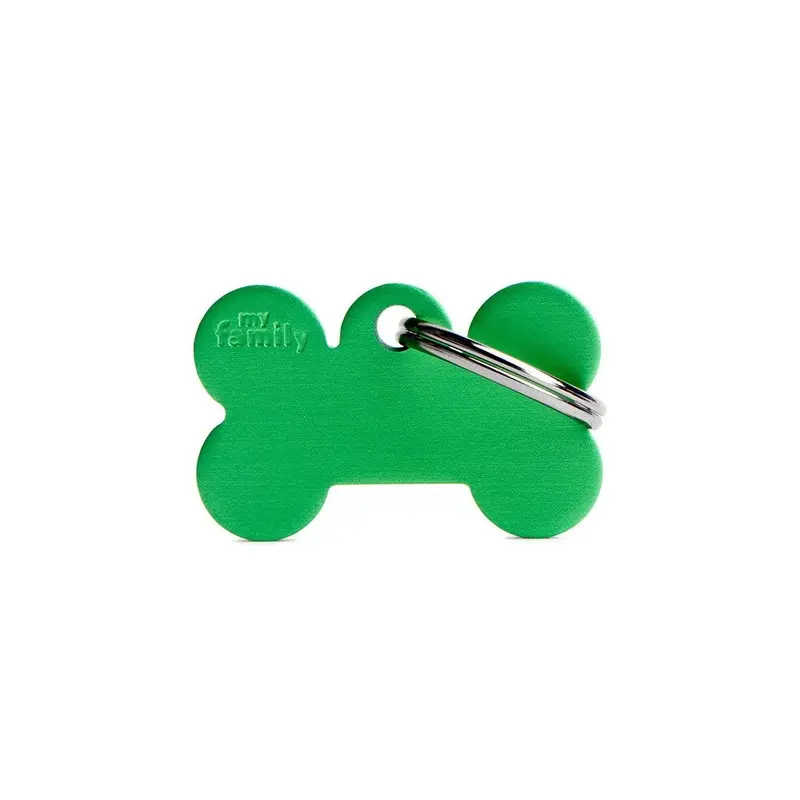 My Family ID Basic Small Aluminum Green Bone ID Tag