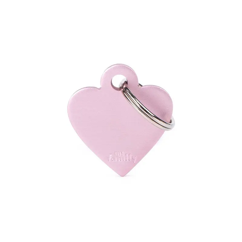 My Family ID Basic Small Aluminum Pink Heart ID Tag