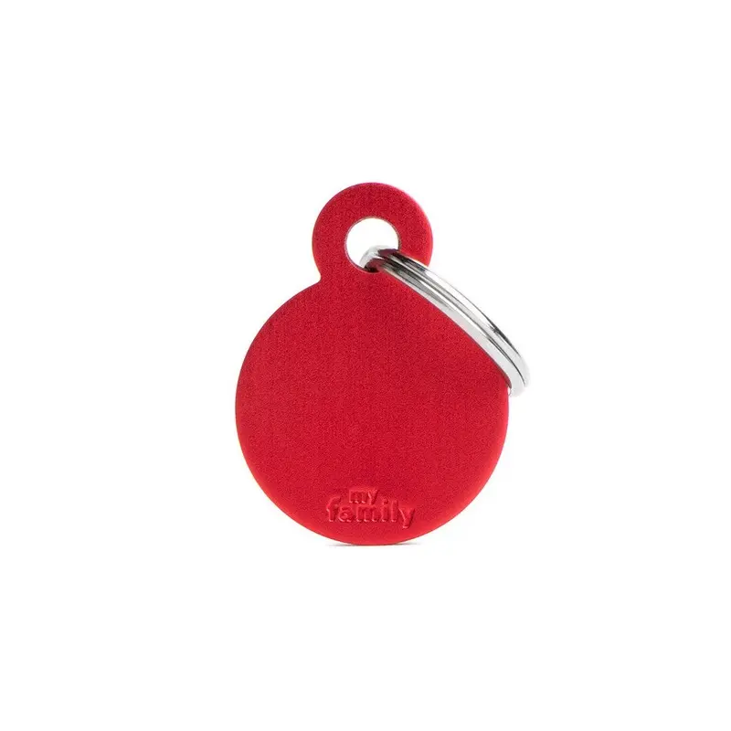 My Family ID Basic Small Aluminum Red Circle ID Tag