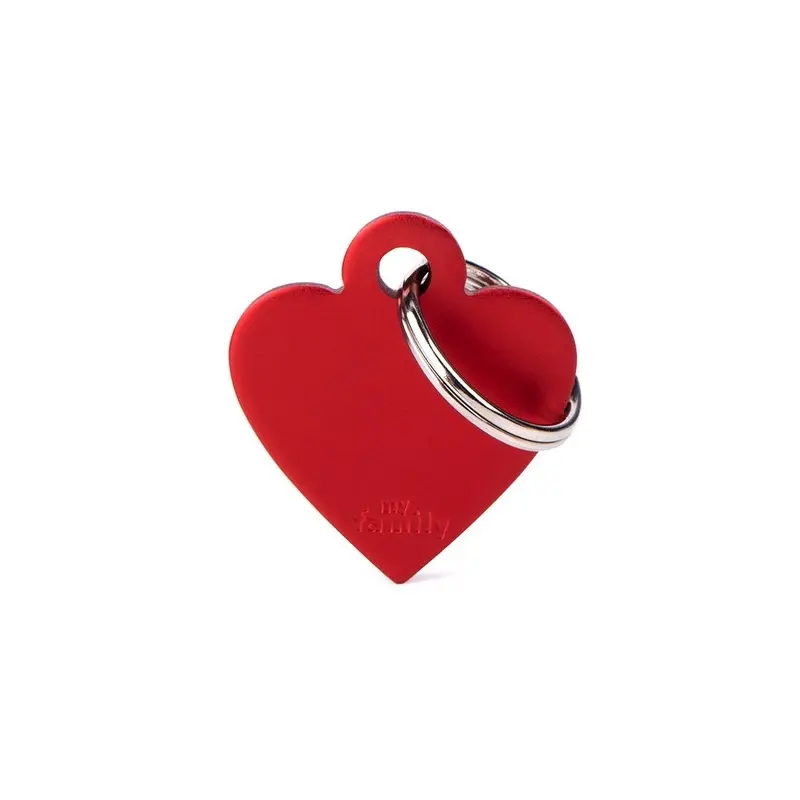 My Family ID Basic Small Aluminum Red Heart ID Tag