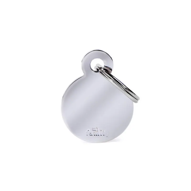 My Family ID Basic Small Circle ID Tag in Chrome-Plated Brass