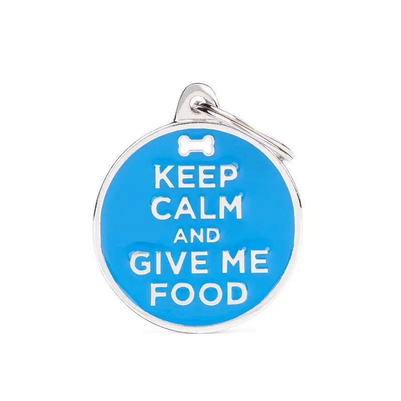My Family ID Charms Big "Keep Calm And Give Me Food" ID Tag