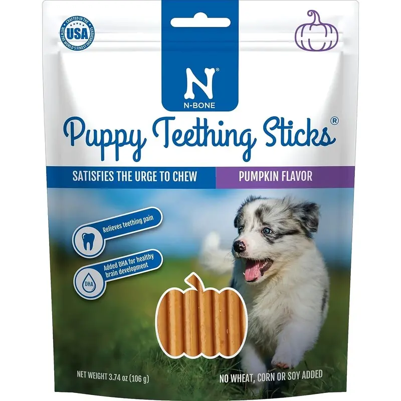 N-Bone Puppy Teething Sticks Pumpkin Flavor, 3.74oz Bag