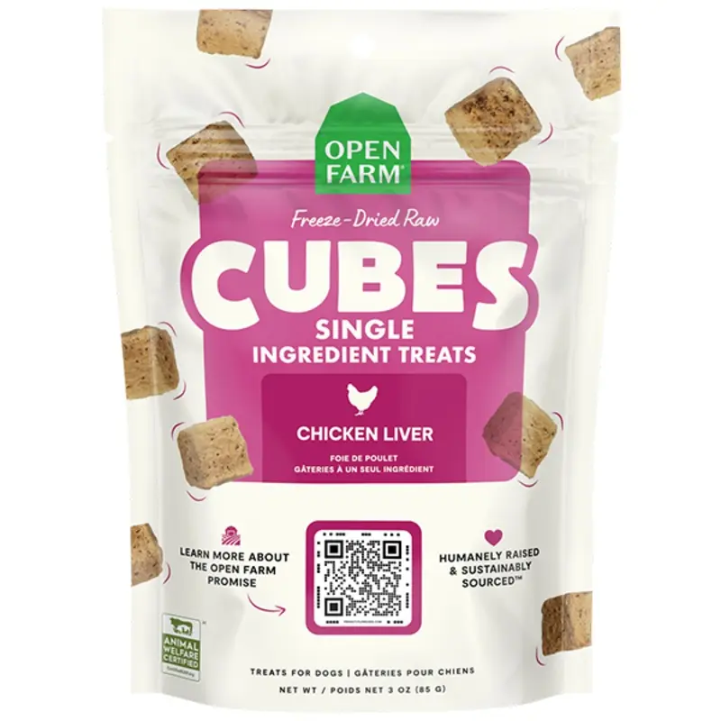 Open Farm Dog Treats FD Raw Cubes Chicken Liver 3 oz