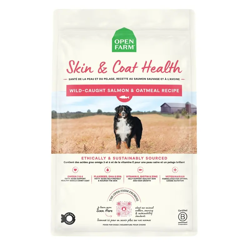 Open Farm Skin & Coat Health, Wild-Caught Salmon & Oatmeal Recipe Dry Dog Food 4 lb