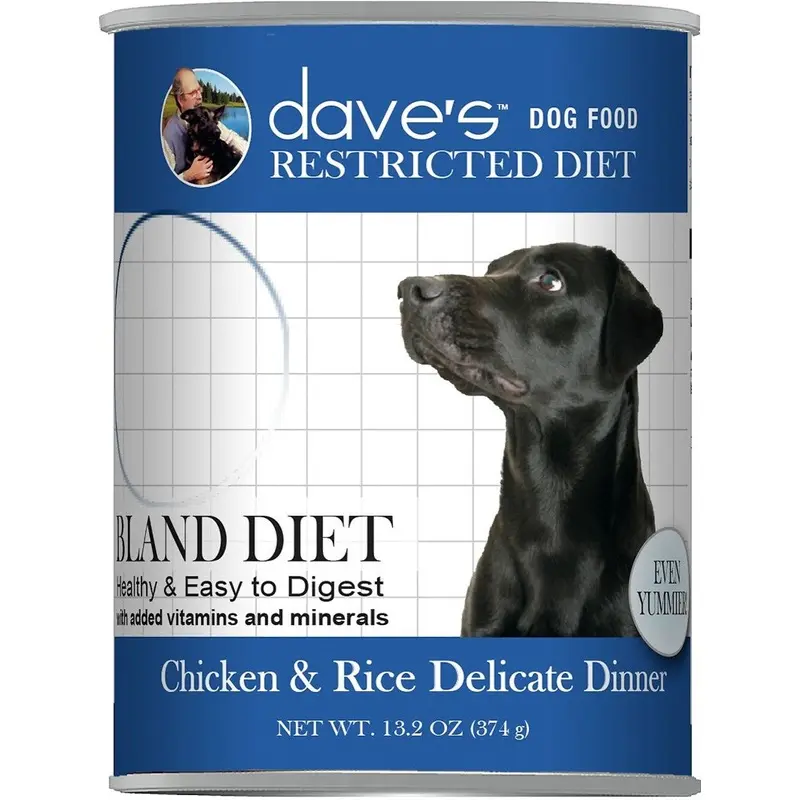 Daves Restricted Diet Bland Chicken and Rice Delicate Dinner Canned Dog Food 13.2 oz