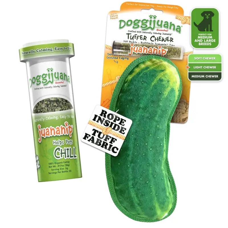 Doggijuana Plush Dog Toy Tuffer Chewer Dill Pickle