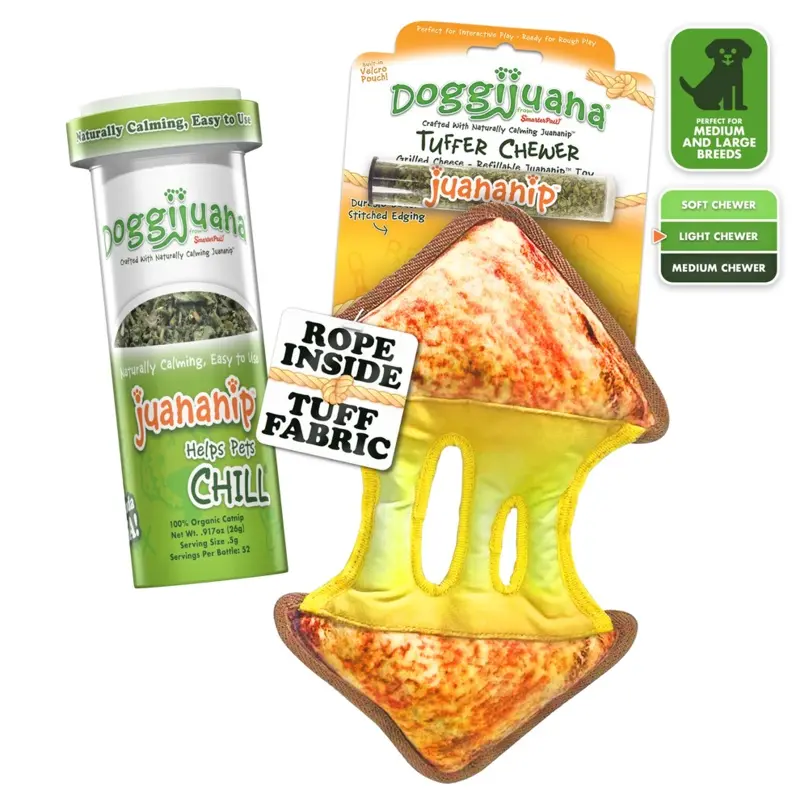 Doggijuana Plush Dog Toy Tuffer Chewer Grilled Cheese