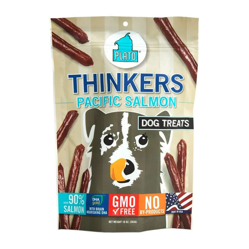 Plato Pet Treats Thinkers Salmon Dog Treats, 10 Ounce