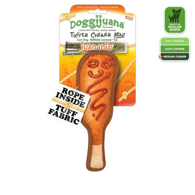 Doggijuana Plush Dog Toy Tuffer Chewer Mini Corn Dog