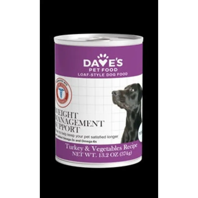 Dave's Restricted Weight Management, Turkey & Vegetables Recipe for Dogs 13.2 oz can
