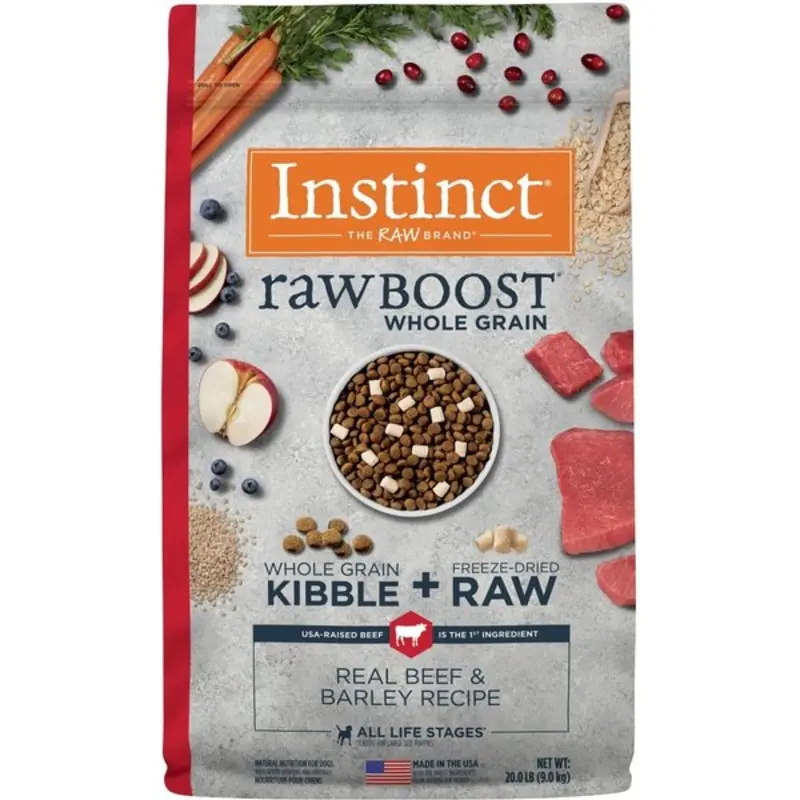 Instinct Raw Boost Whole Grain Beef & Barley Dry Dog Food, 20lb bag