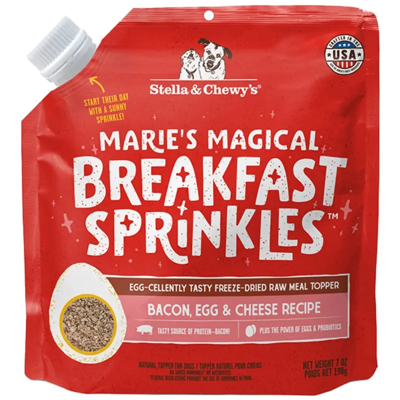Stella&Chewys Dog Freeze Dried Dog Food Breakfast Sprinkles Bacon Egg & Cheese 7oz