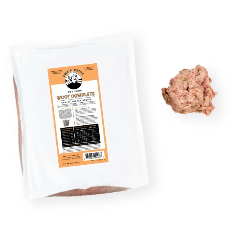 Oma's Pride Woof Complete Dog Food Recipie 1lb Turkey