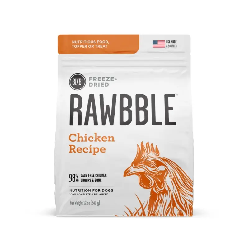 BIXBI Rawbble Freeze Dried Dog Food Chicken Recipe 12oz