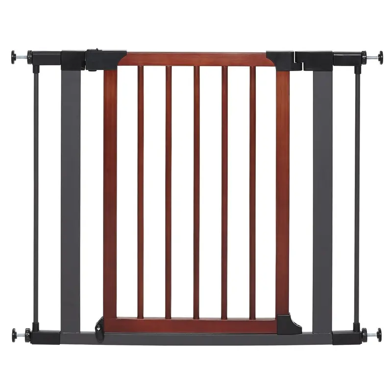Mid West Steel Pet Gate with Decorative Wood Door 29 Inch