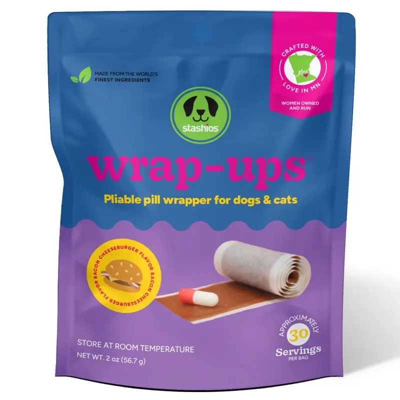 Stashios Wrap-Ups Pill Wrapper Bacon Cheeseburger 2oz 30ct for Pets