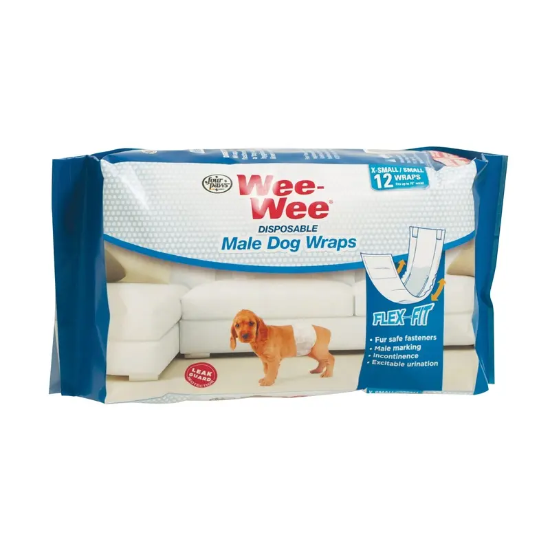 Four Paws Wee-Wee Disposable Male Dog Wraps 12 Count X-Small / Small