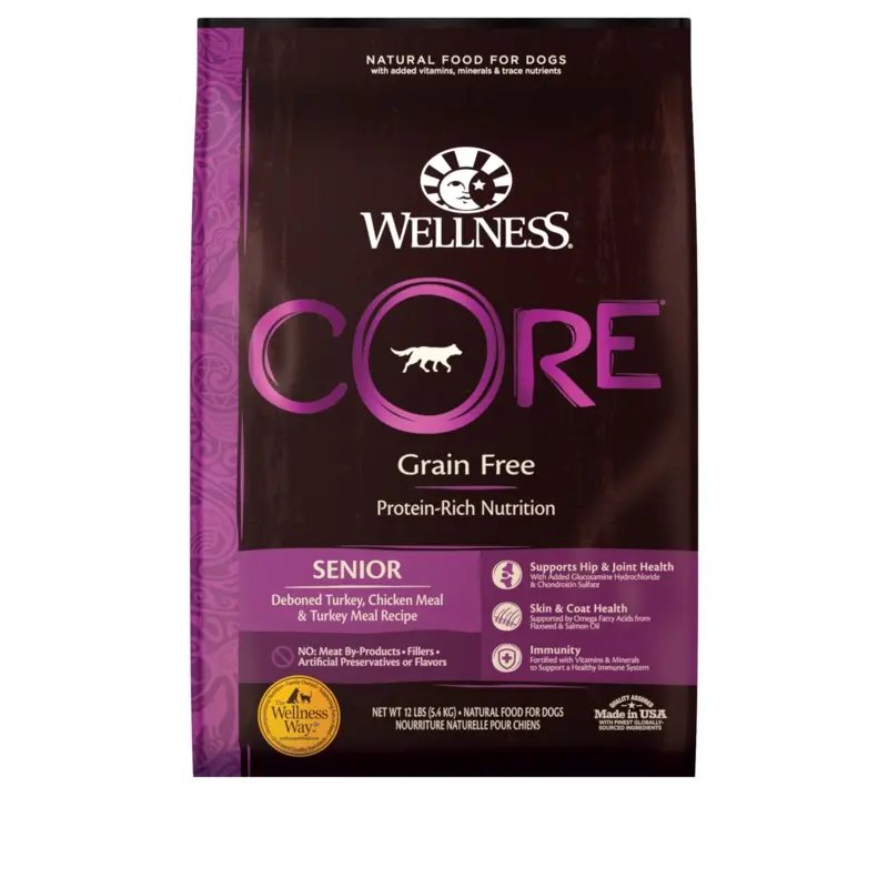 Wellness CORE Natural Grain Free Dry Dog Food Senior 12lb Bag