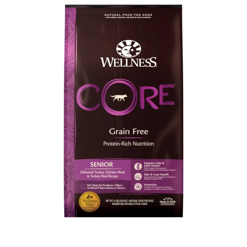 Wellness CORE Natural Grain Free Dry Dog Food Senior 24lb Bag