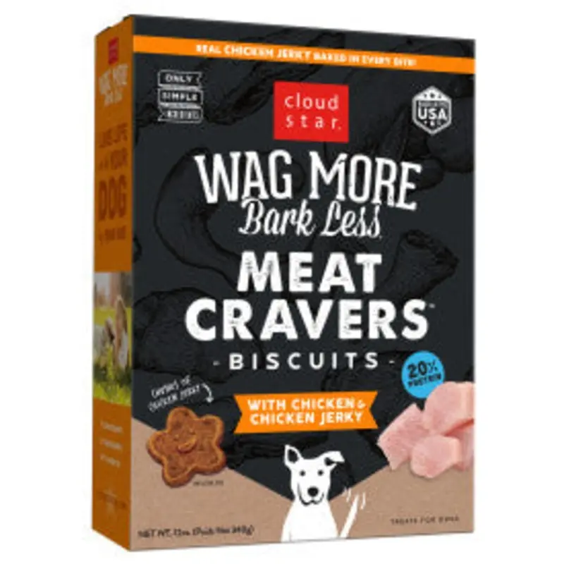 Cloud Star Wag More Bark Less Meat Cravers Crunchy Dog Treats, Chicken, 12 oz. Box