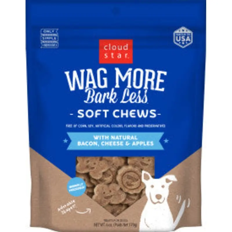 Cloud Star Wag More Bark Less Soft Chews Dog Treats, Bacon, Cheese, & Apples, 6 oz. Pouch