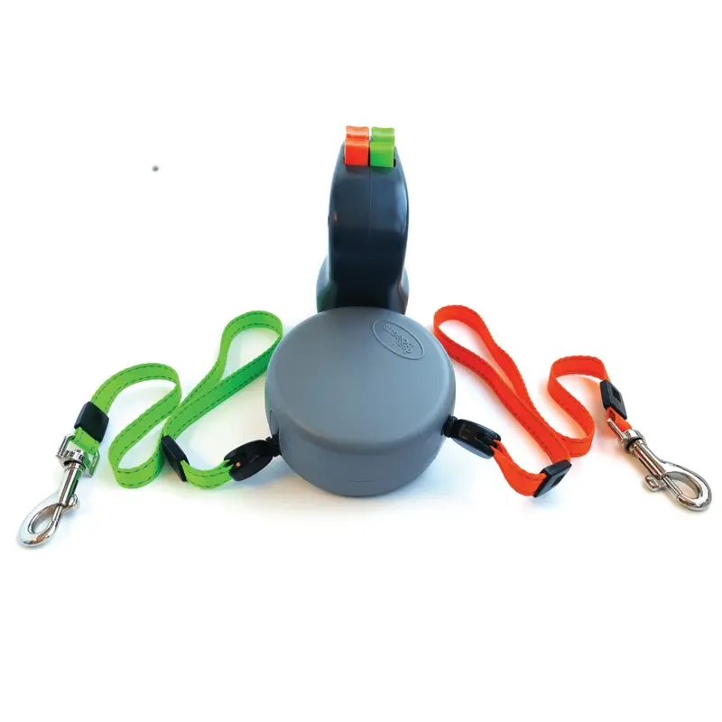Wigzi Retractable Dog Leash Gel Dual Doggie Grey