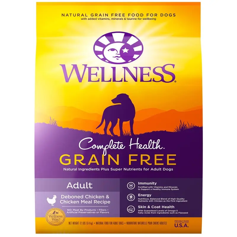Wellness Complete Health Natural Grain Free Dry Dog Food Chicken 12lb Bag