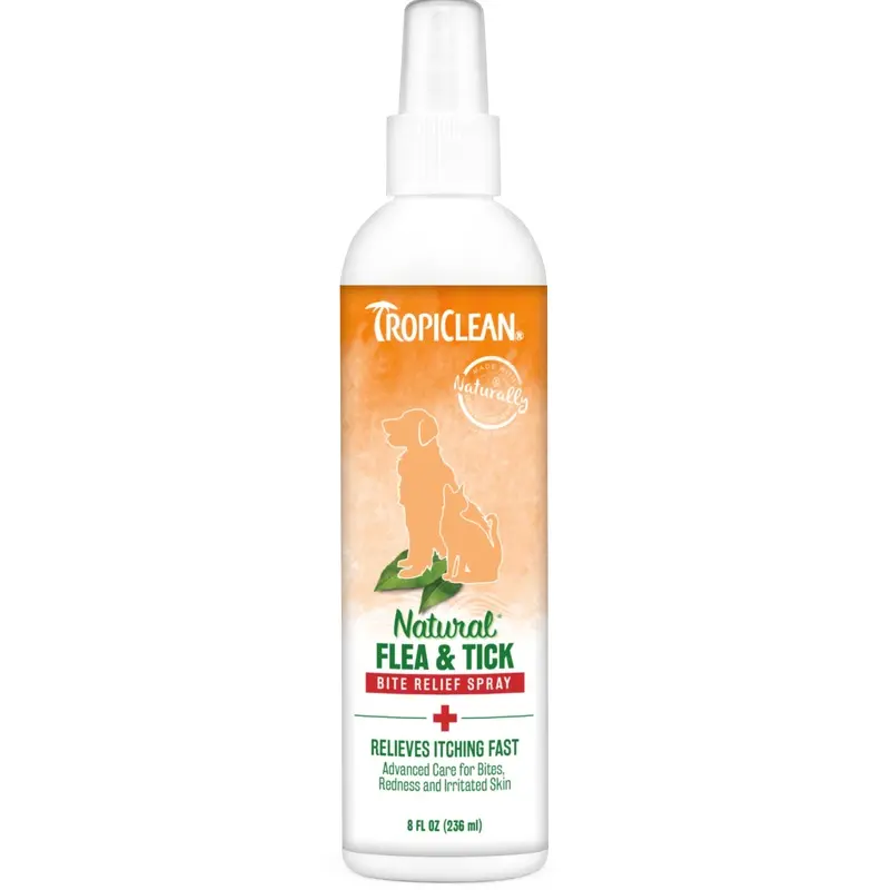 TropiClean Natural* Flea & Tick Bite Relief Spray for Pets, 8oz
