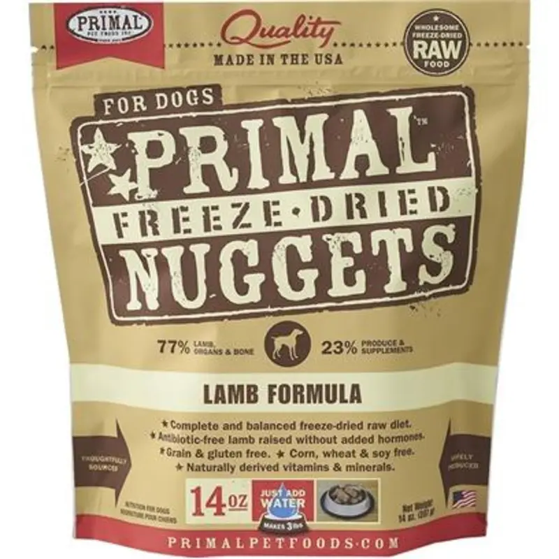Primal Pet Foods Nuggets Grain-Free Lamb Formula Freeze-Dried Dog Food  14 oz