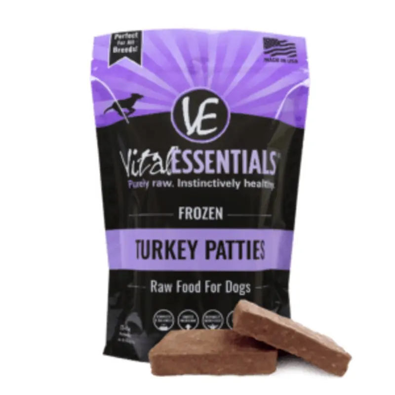 Vital Essentials Frozen Dog Food 6lb Patties Turkey