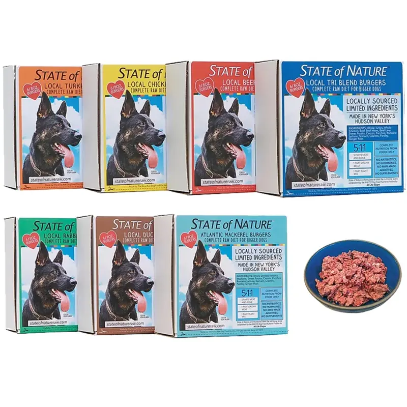 Sirius State of Nature Dog Burgers 8oz pack of 6 Green Tripe