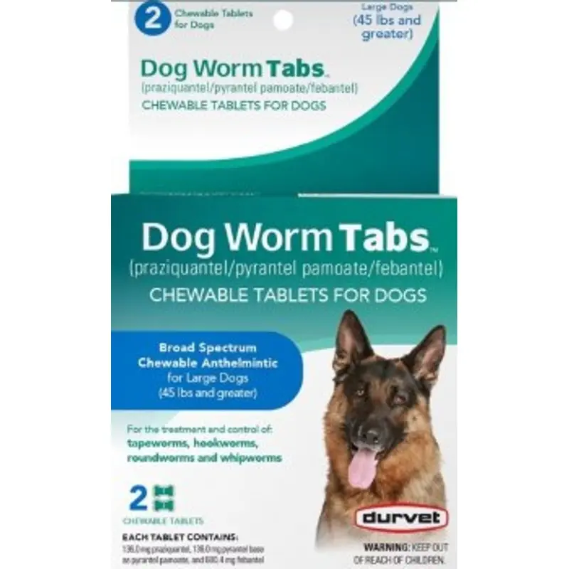 Durvet Dog Dewormer Tabs Large Dog 2 ct