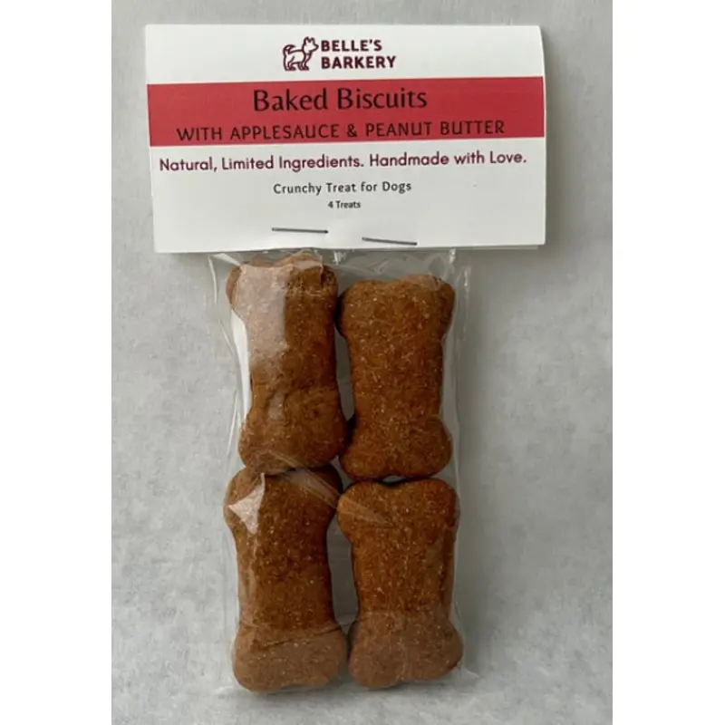 Belle's Barkery Signature Baked Dog Biscuits with Applesauce & Peanut Butter 4pk